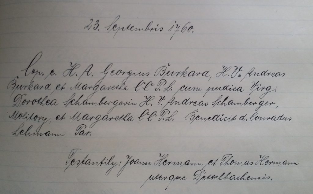 Marriage-Record from 1760